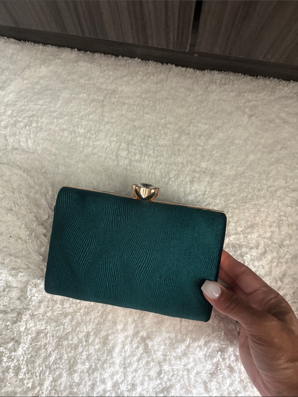 Women's Teal Evening Clutch with Gold Accents